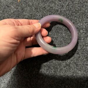 211. Lavender and Green Jade Bangle Bracelet-Natural Burmese Jade